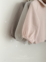 Stripe lace collar tops