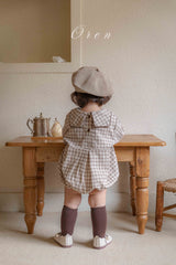 ［OREN］Brunette check rompers