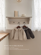 Petit check frill blouse