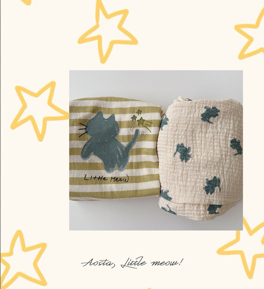 ［Aosta］Meow Stripe Tee