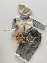 ［Aosta］Fur open vest
