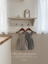 Mini check suspender pants