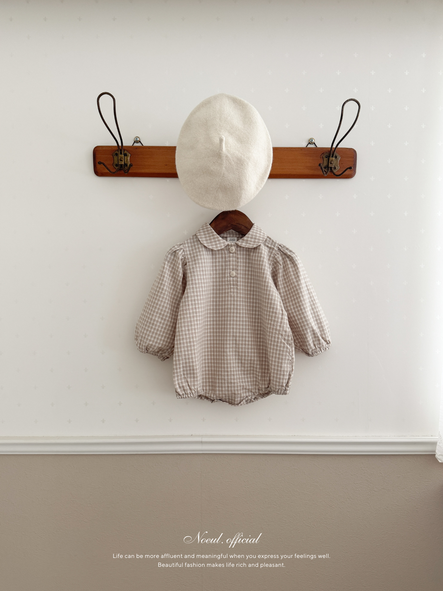 Sunny check collar rompers