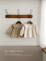 Wing shirring blouse