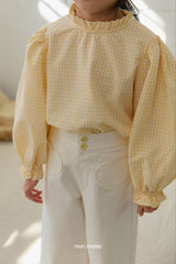 ［mon Atelier］Check frill blouse