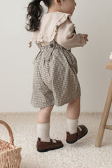 Mini check suspender pants