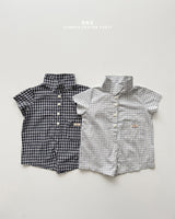 ［onu］Check shirt rompers