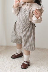 Mini check suspender pants