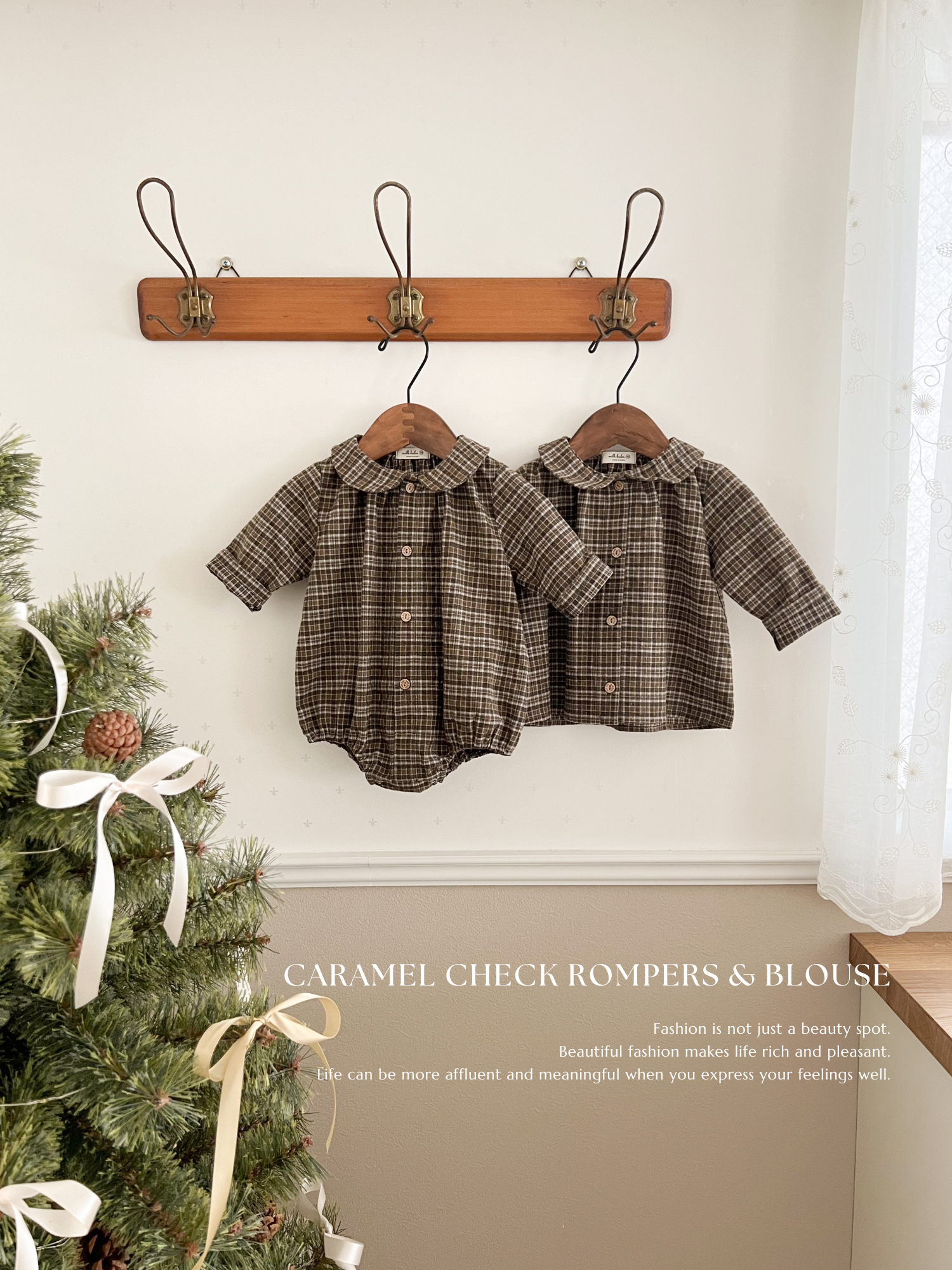 Caramel check blouse