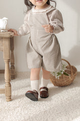 Mini check suspender pants
