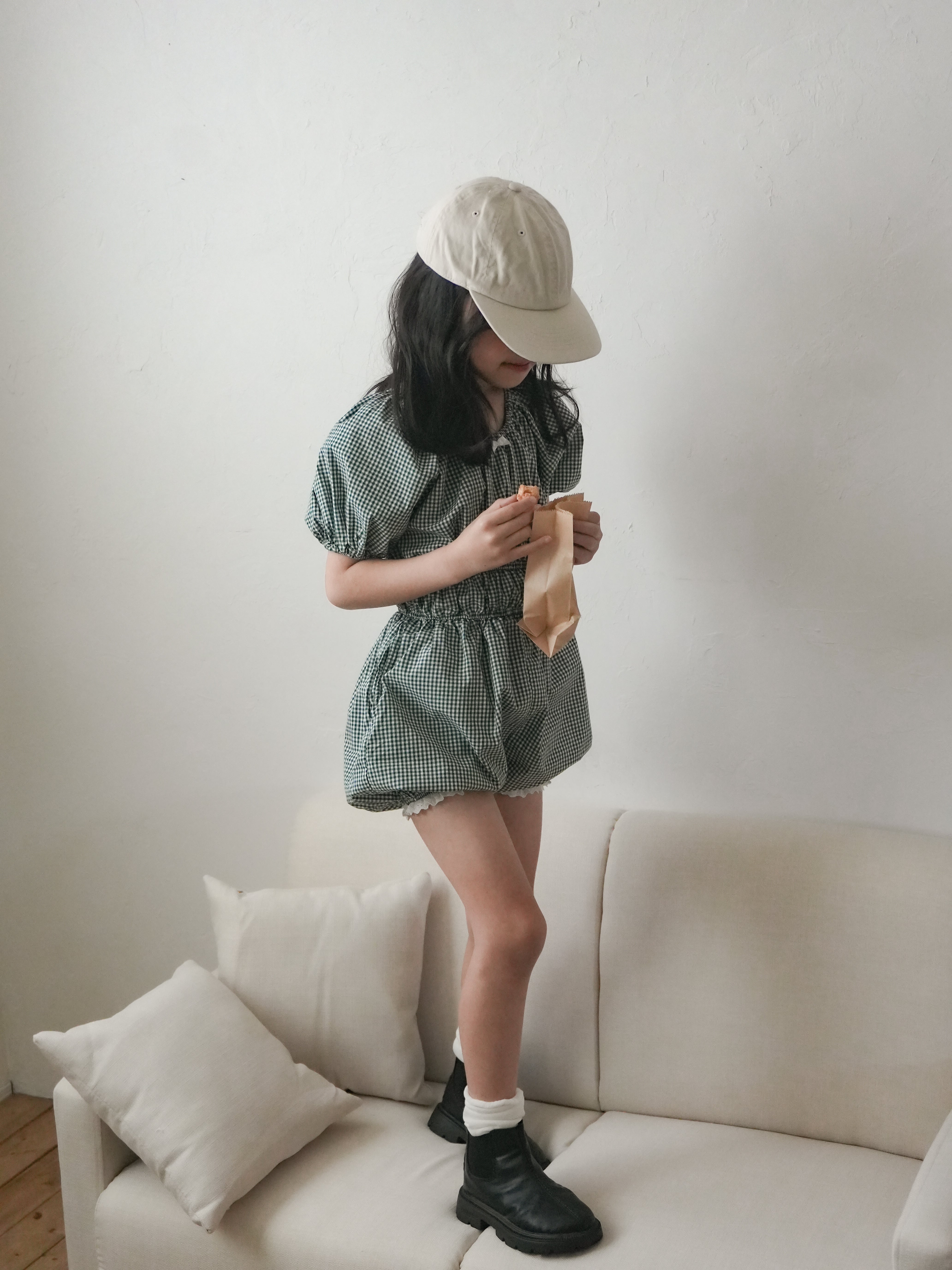 Check one-piece suit