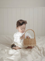 Eyelet lace puff tops