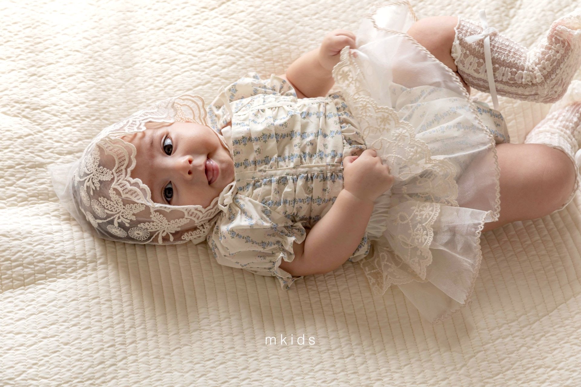 ［mkids］Chocolate lace bonnet
