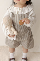 Mini check suspender pants