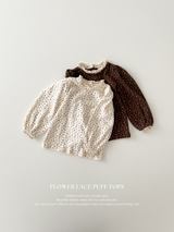 Flower lace puff tops