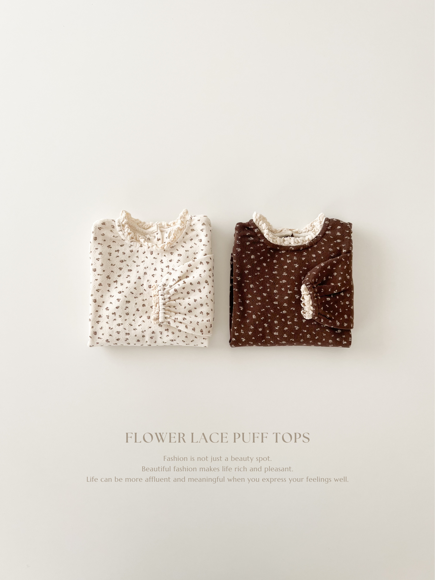 Flower lace puff tops