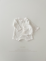 *Noeul.made* Flower waffle lace rompers set