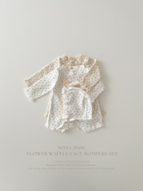 *Noeul.made* Flower waffle lace rompers set