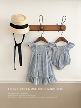 French check rompers