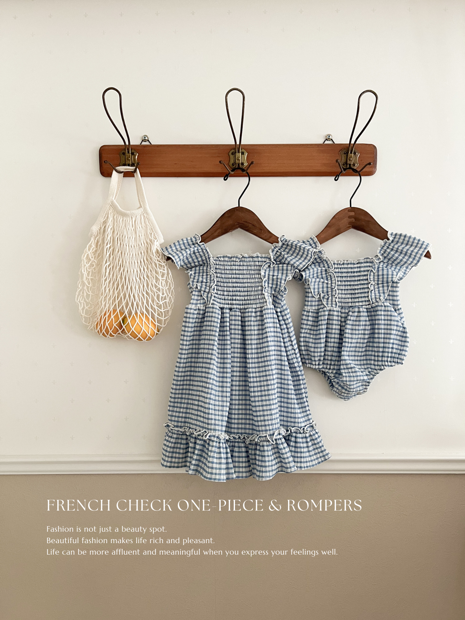 French check one-piece