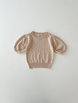 Eyelet puff knit tops