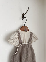 Stripe line suspender suit