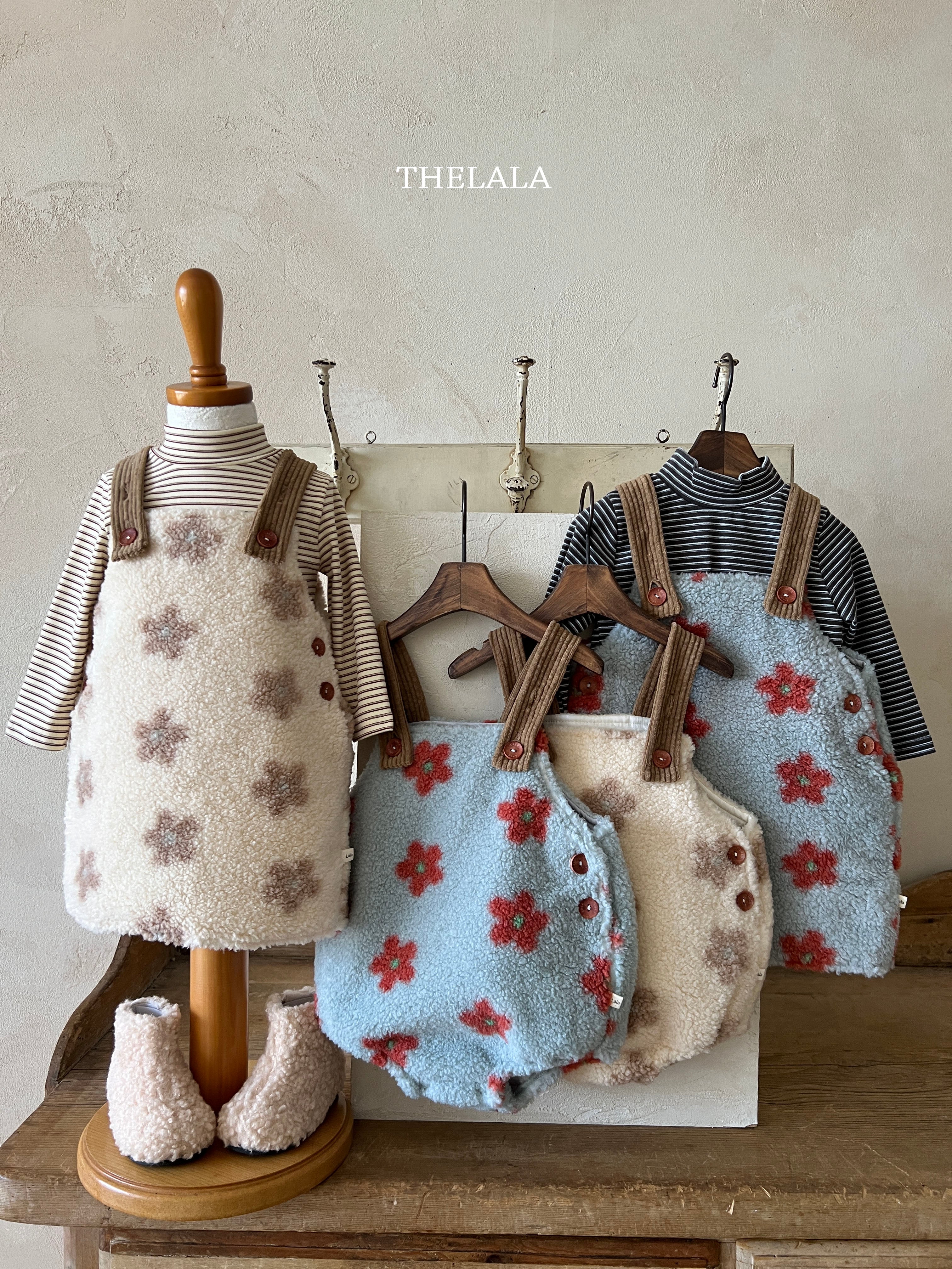 ［thelala］Boa flower one-piece