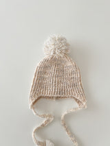 Mix knit ponpon beanie