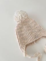 Mix knit ponpon beanie