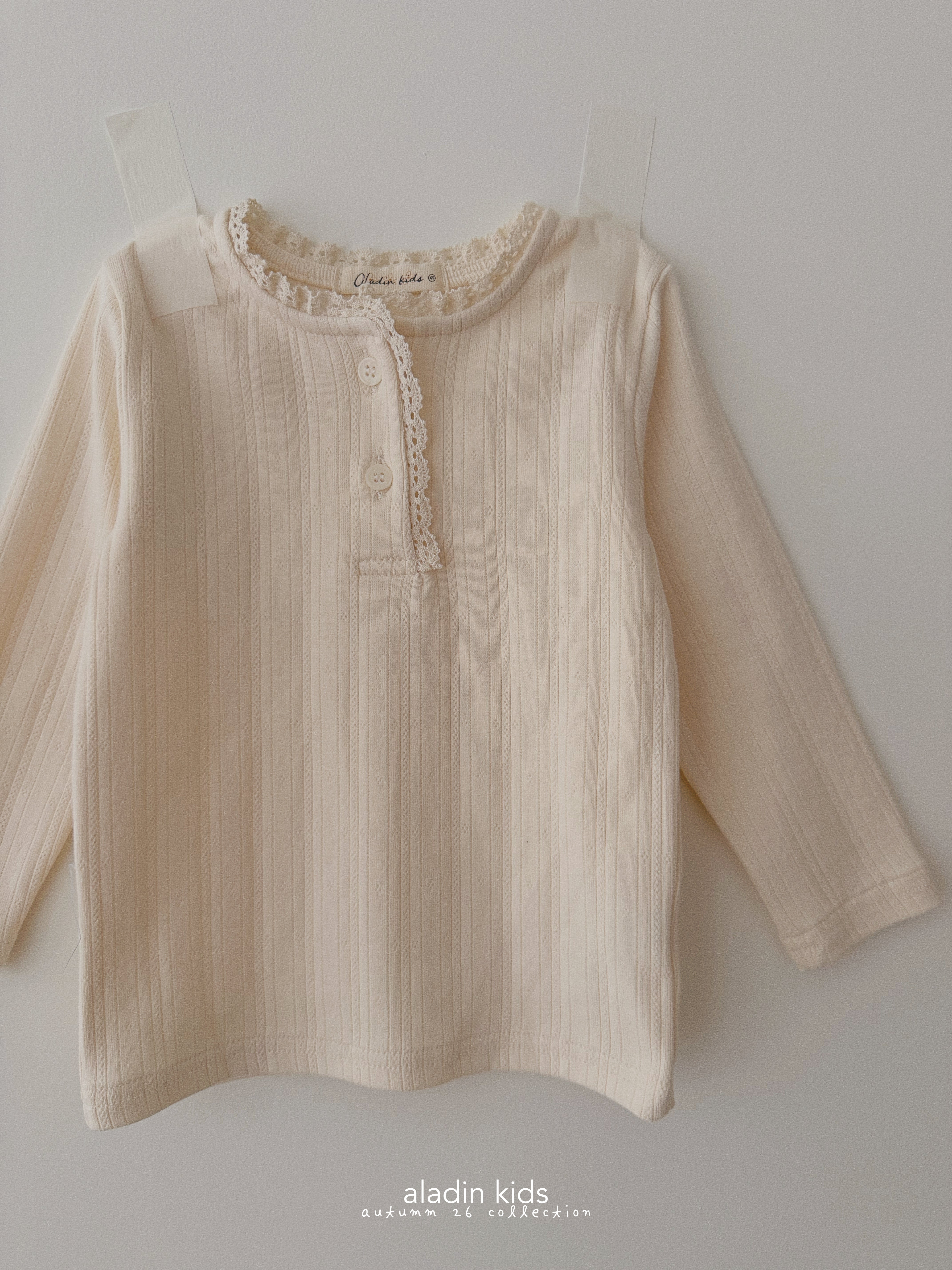 ［aladin］Lace button tee