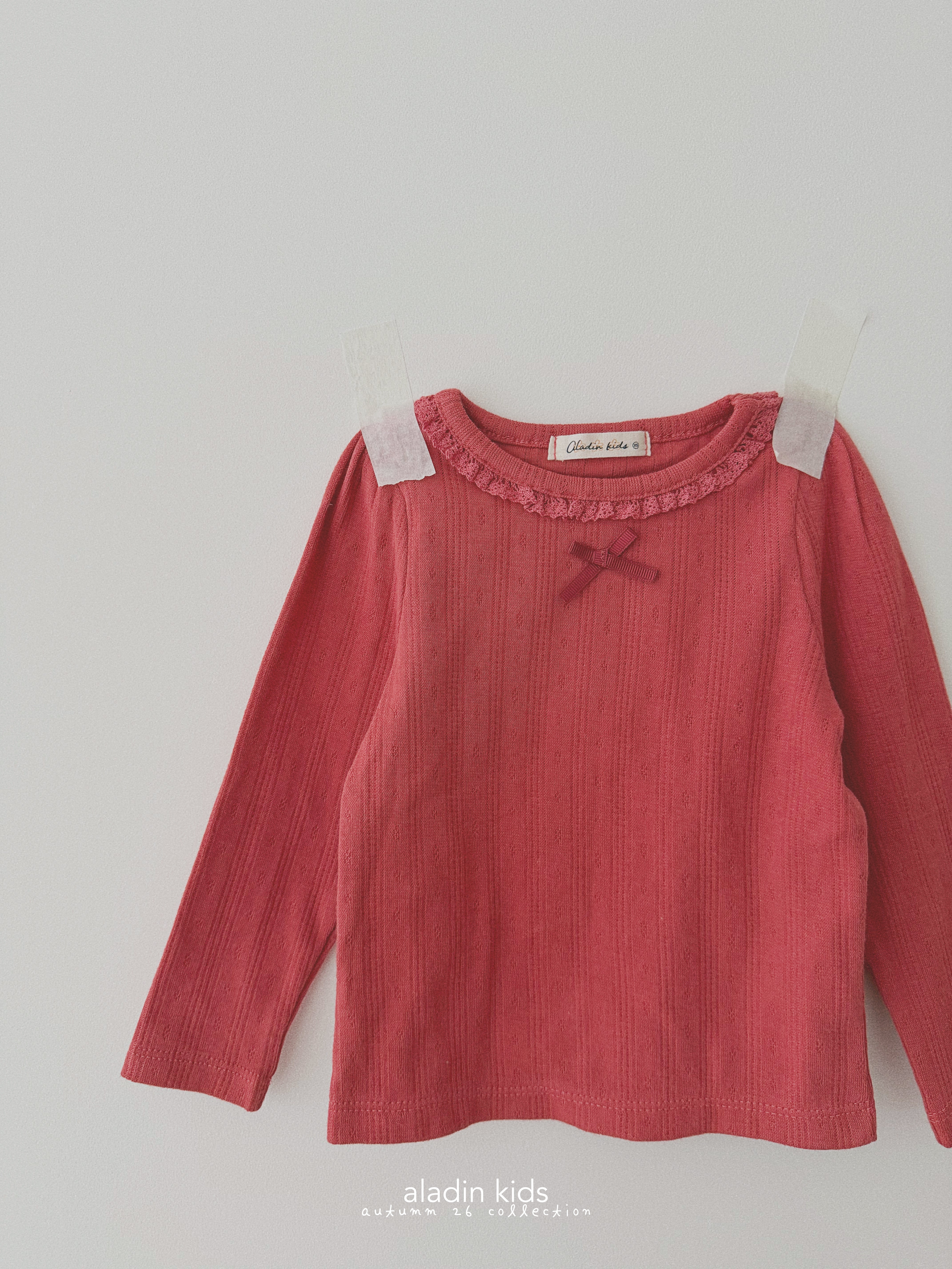［aladin］Eyelet ribbon puff tee