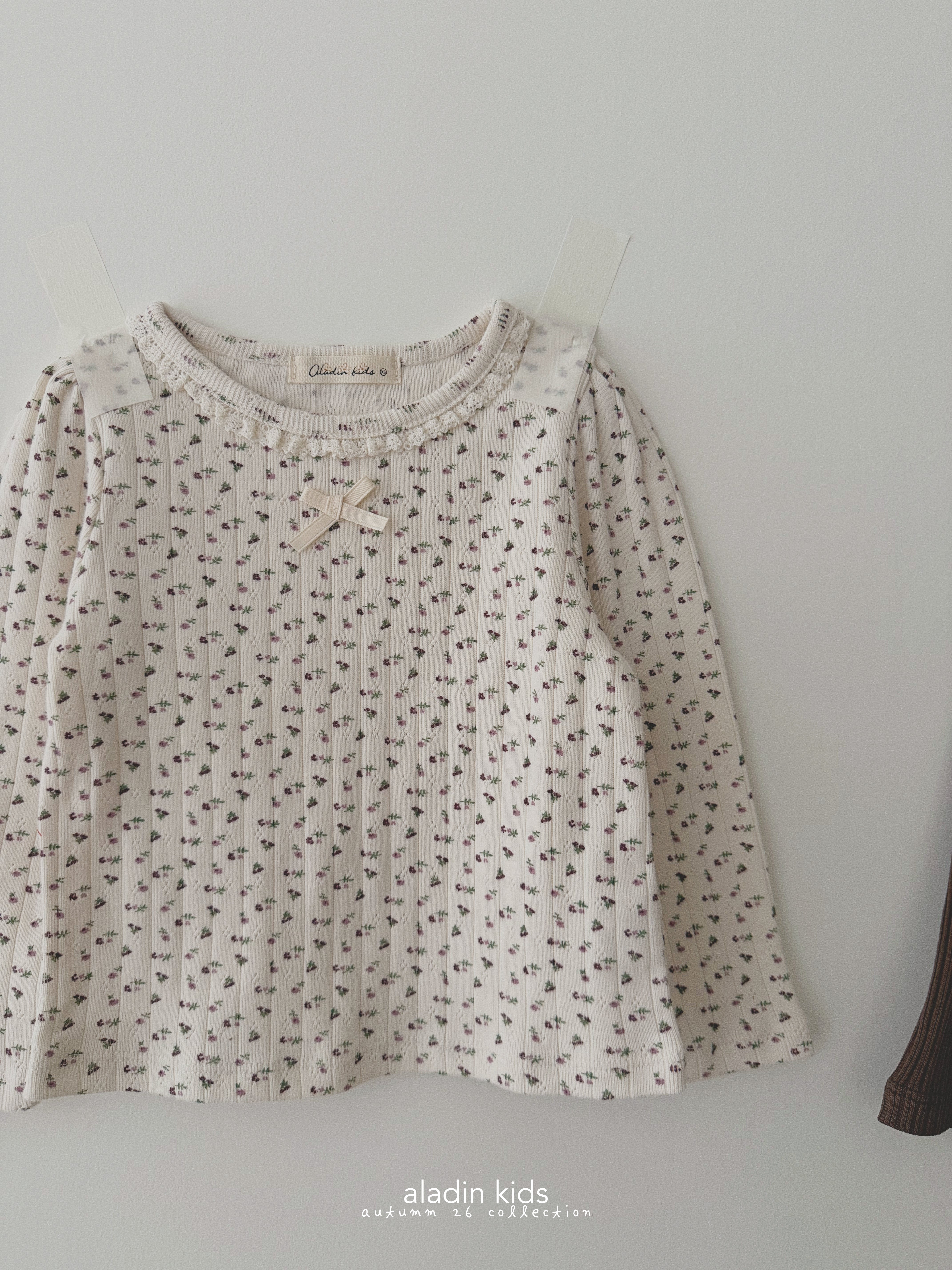 ［aladin］Eyelet ribbon puff tee
