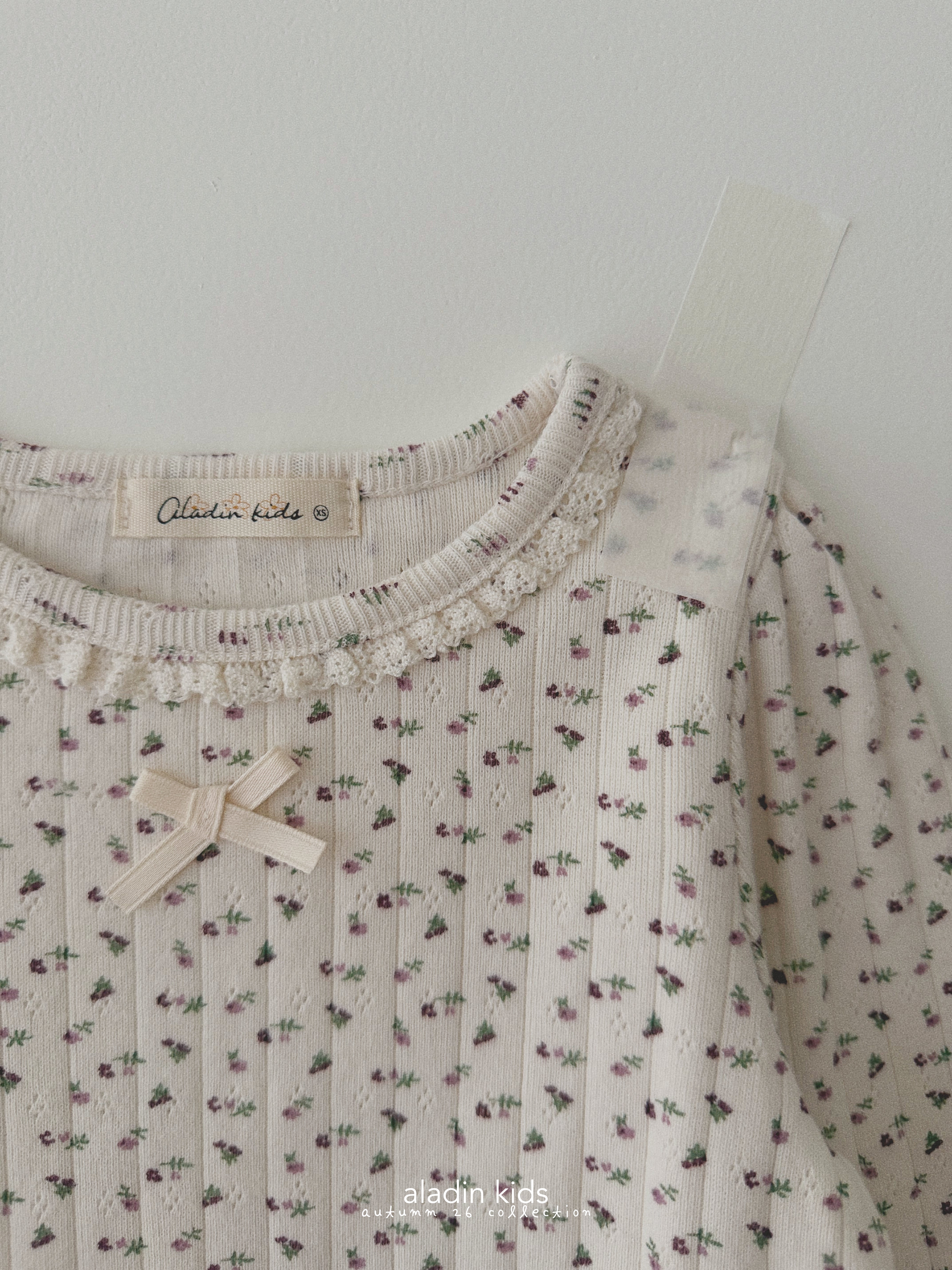 ［aladin］Eyelet ribbon puff tee