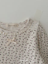 ［aladin］Eyelet ribbon puff tee