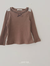 ［aladin］Eyelet ribbon puff tee