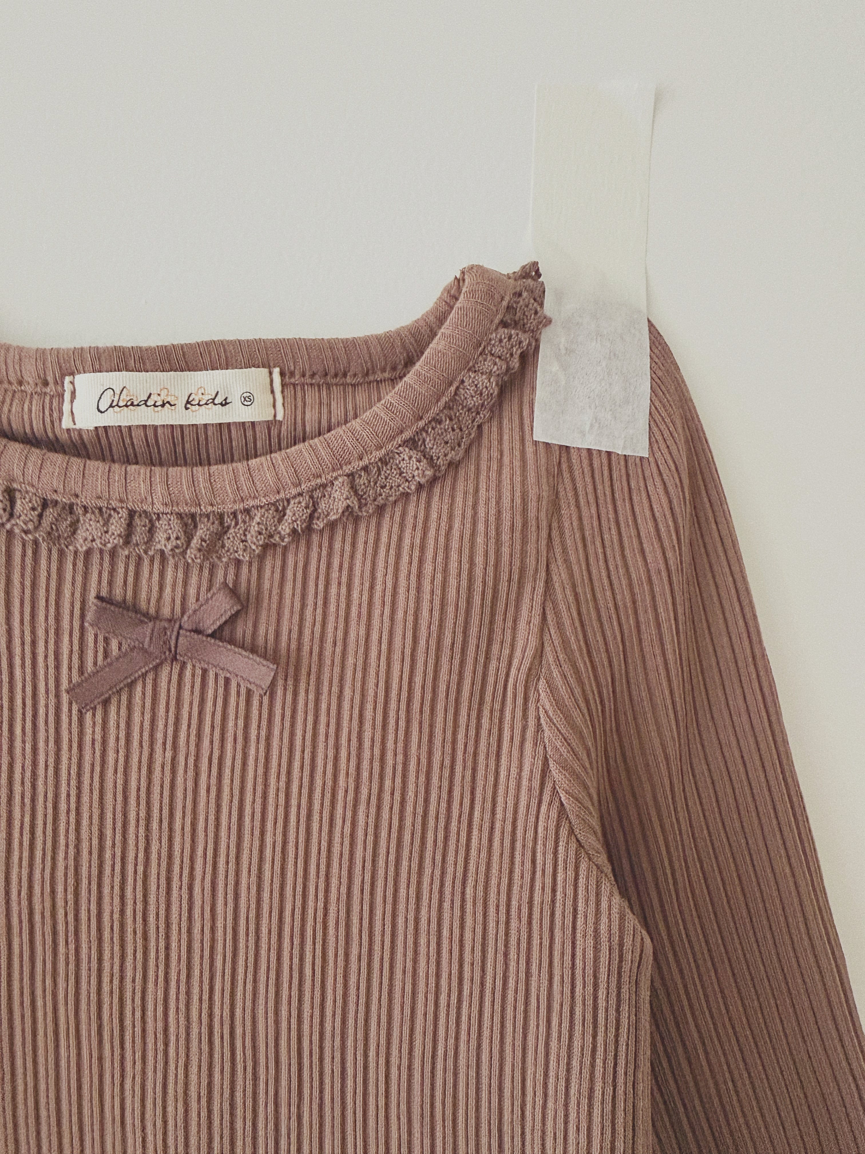 ［aladin］Eyelet ribbon puff tee