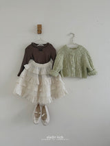［aladin］Eyelet ribbon puff tee