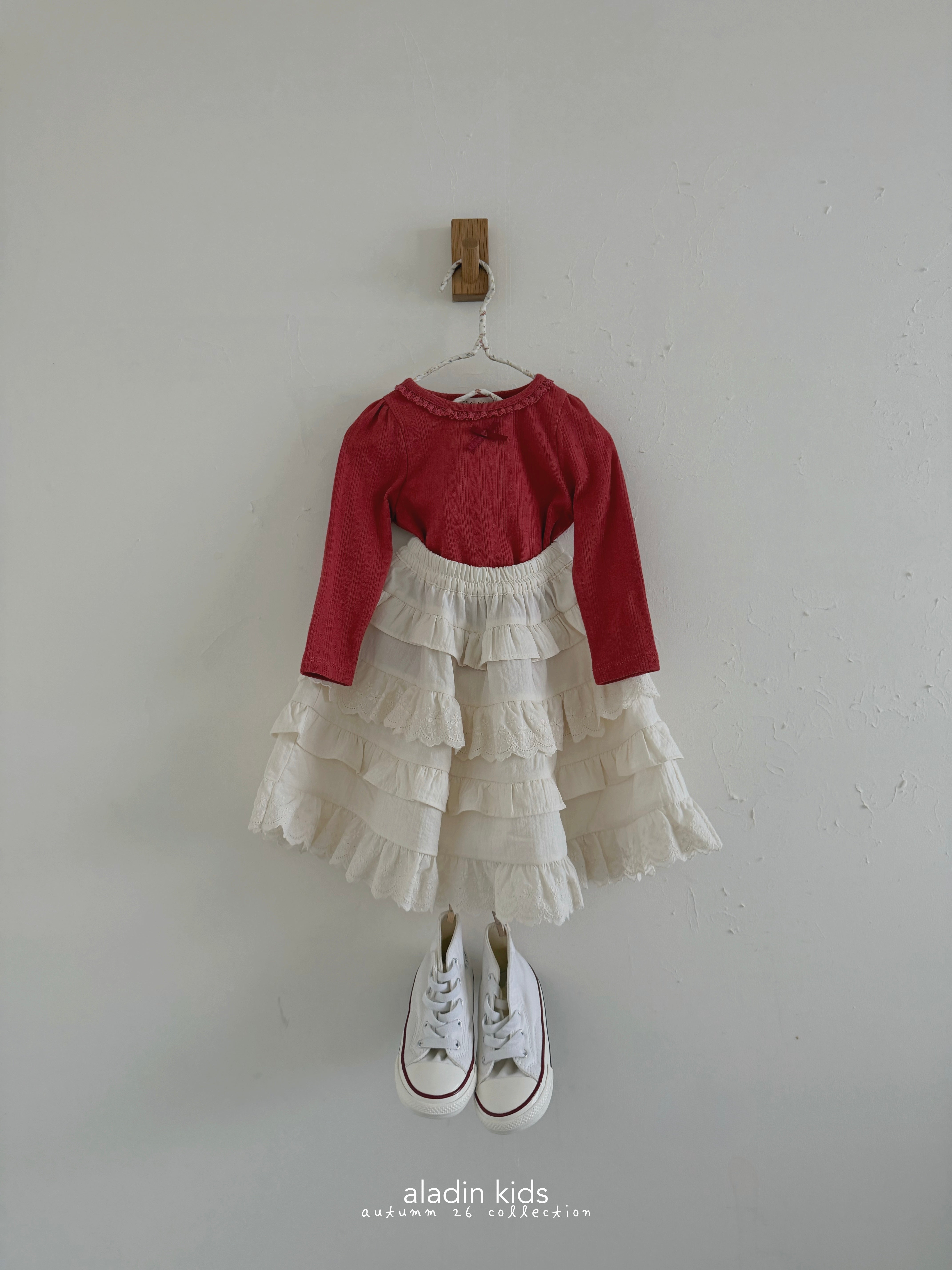 ［aladin］Eyelet ribbon puff tee