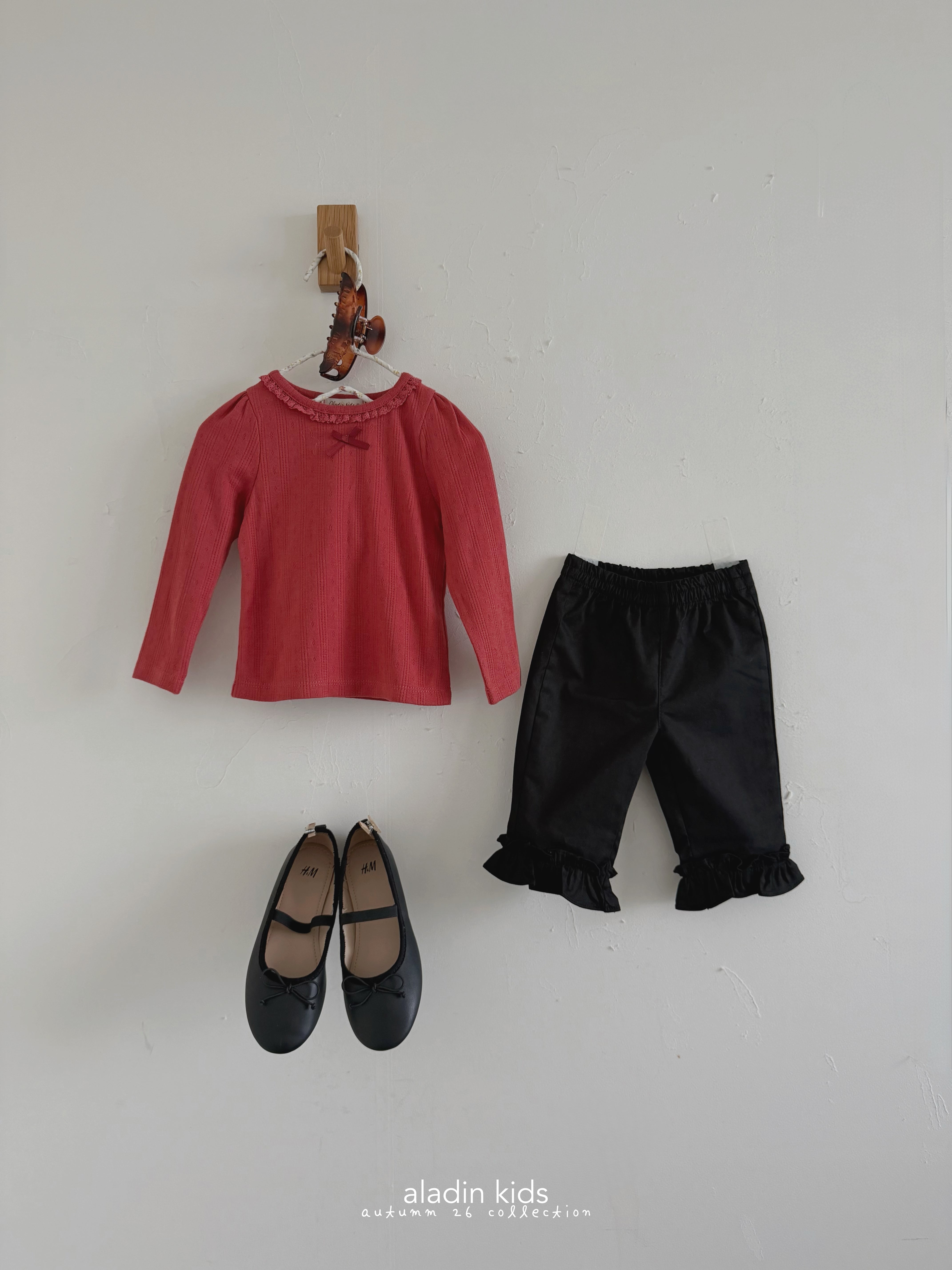 ［aladin］Eyelet ribbon puff tee