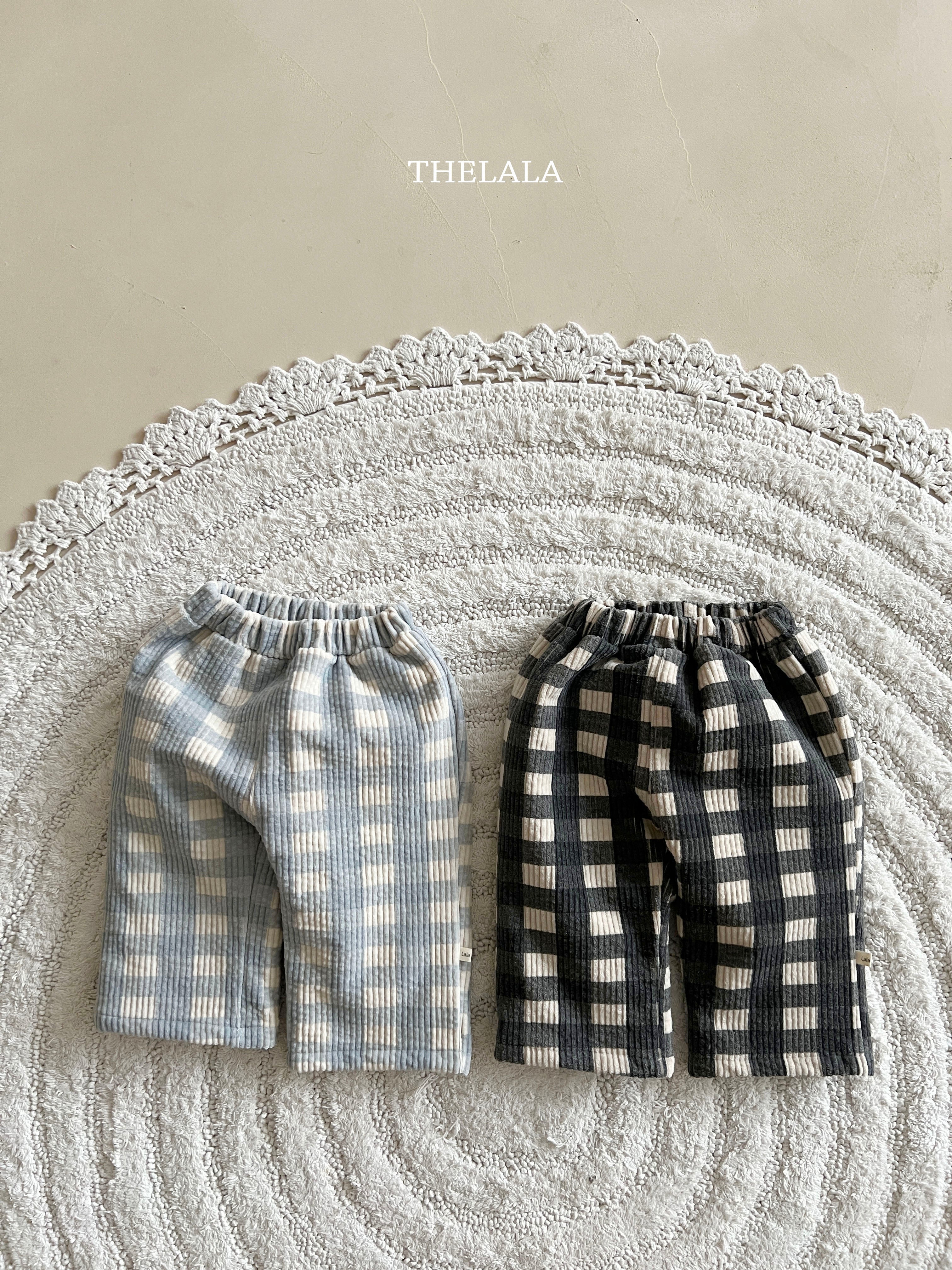 ［thelala］Check bondding pants