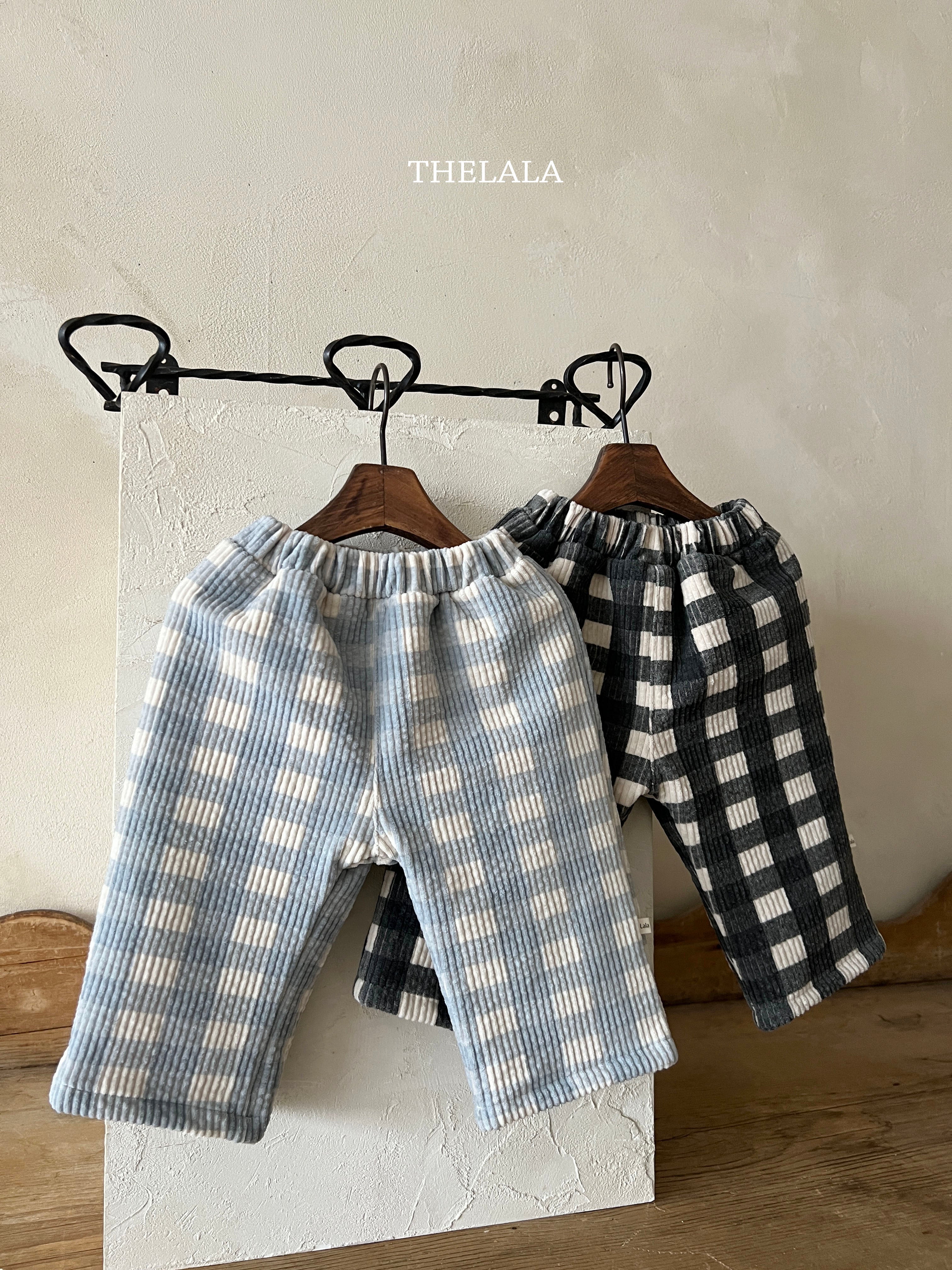 ［thelala］Check bondding pants