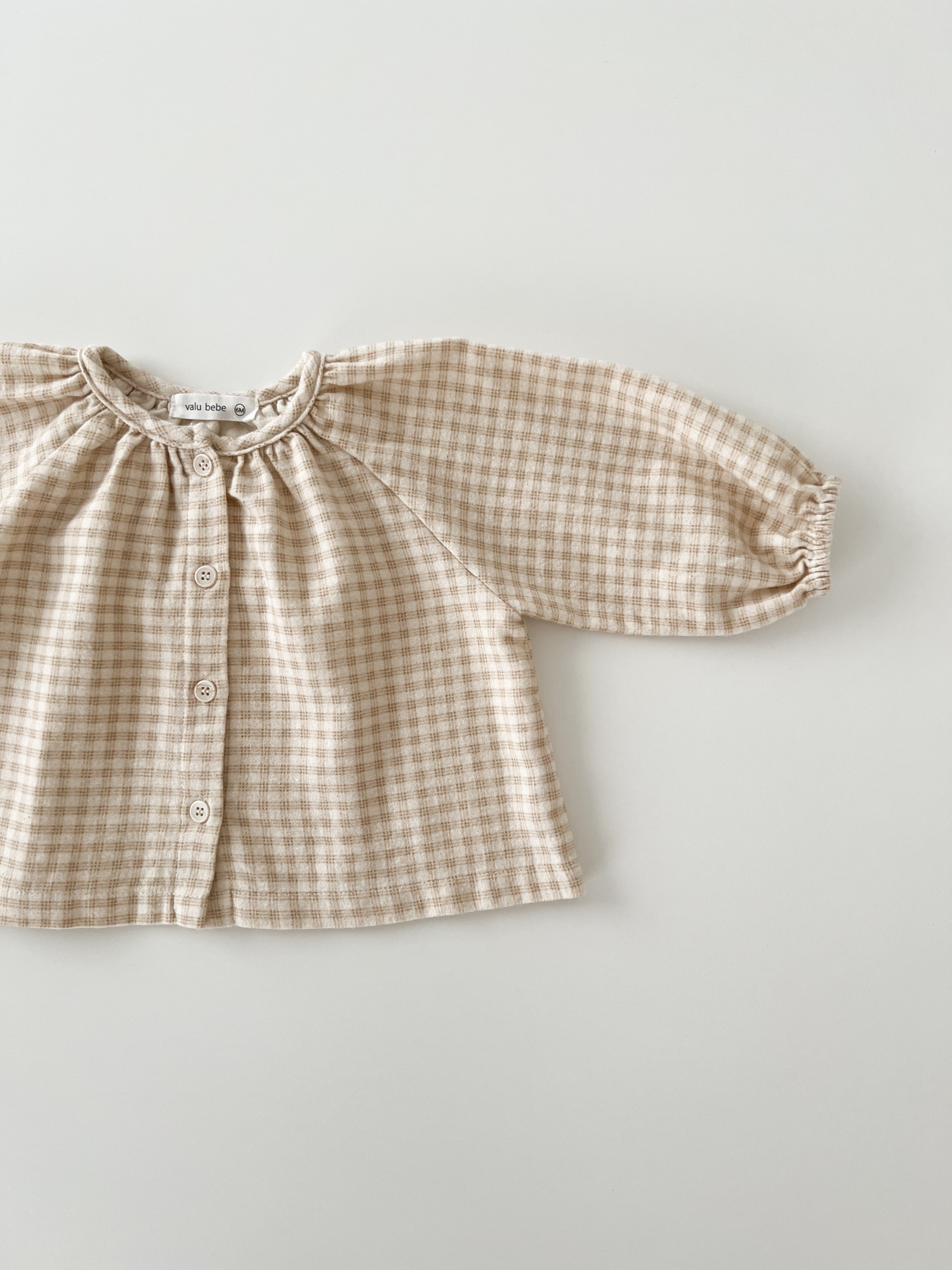 Peach check smock blouse (baby & kids)