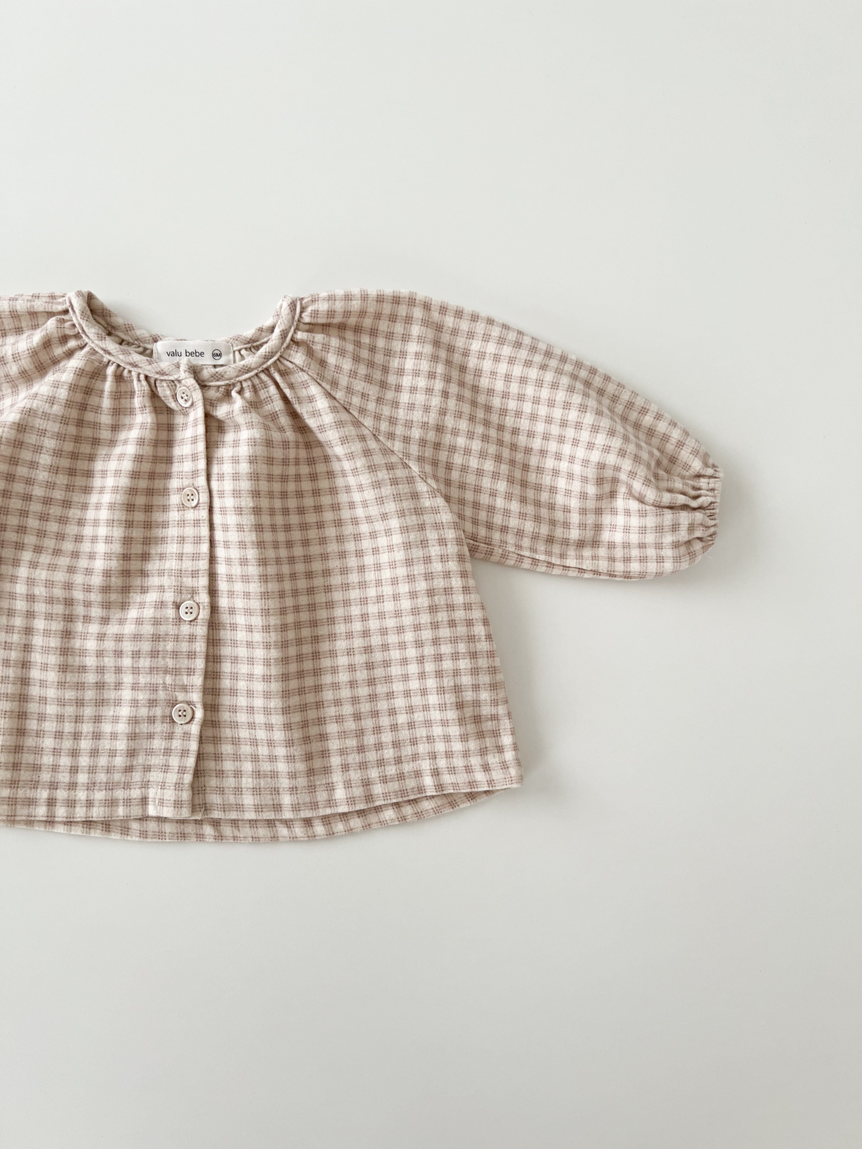 Peach check smock blouse (baby & kids)