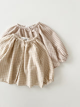 Peach check smock blouse (baby & kids)