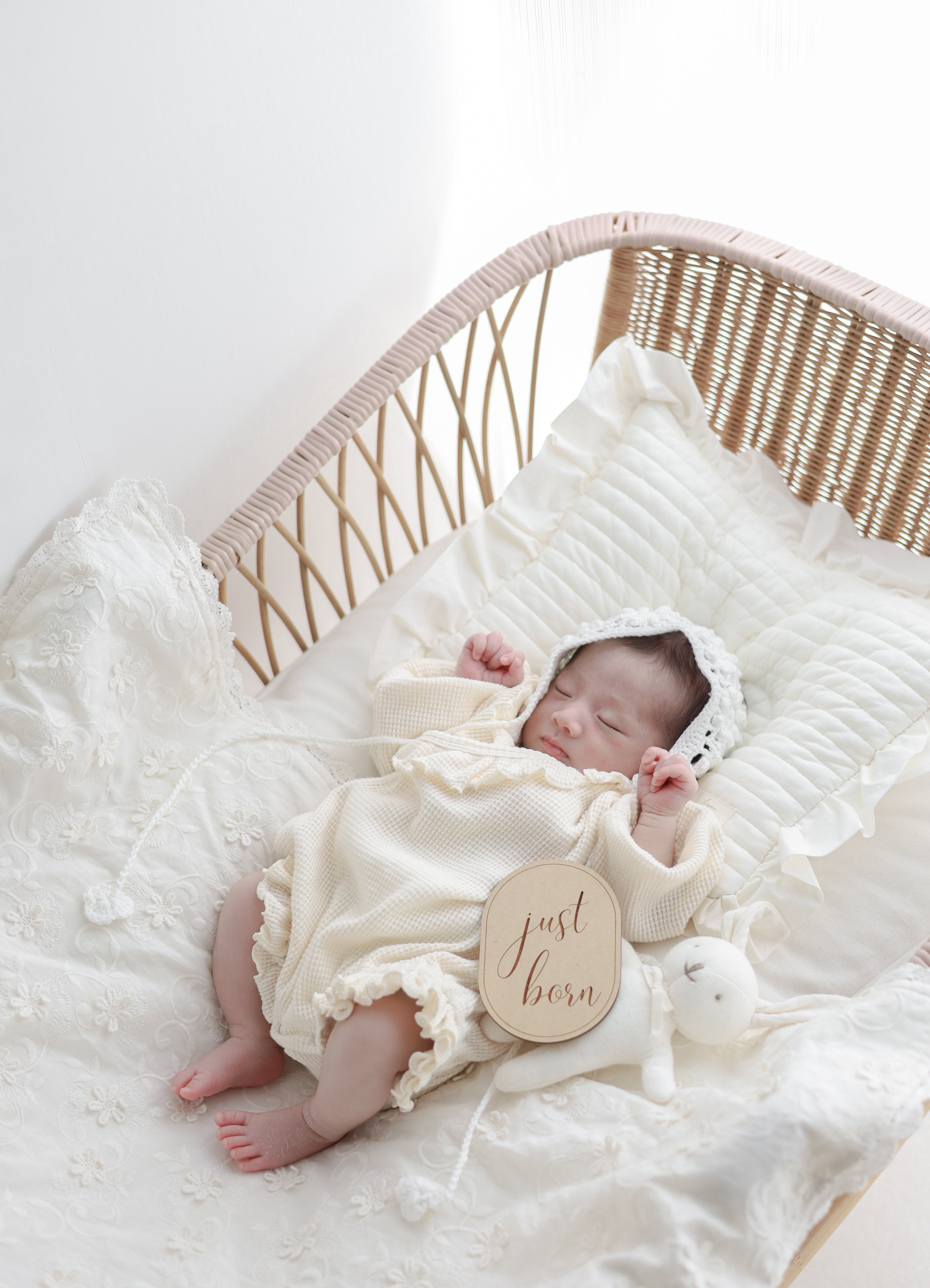 Waffle frill wrap newborn rompers