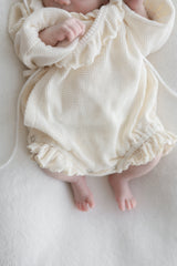 Waffle frill wrap newborn rompers
