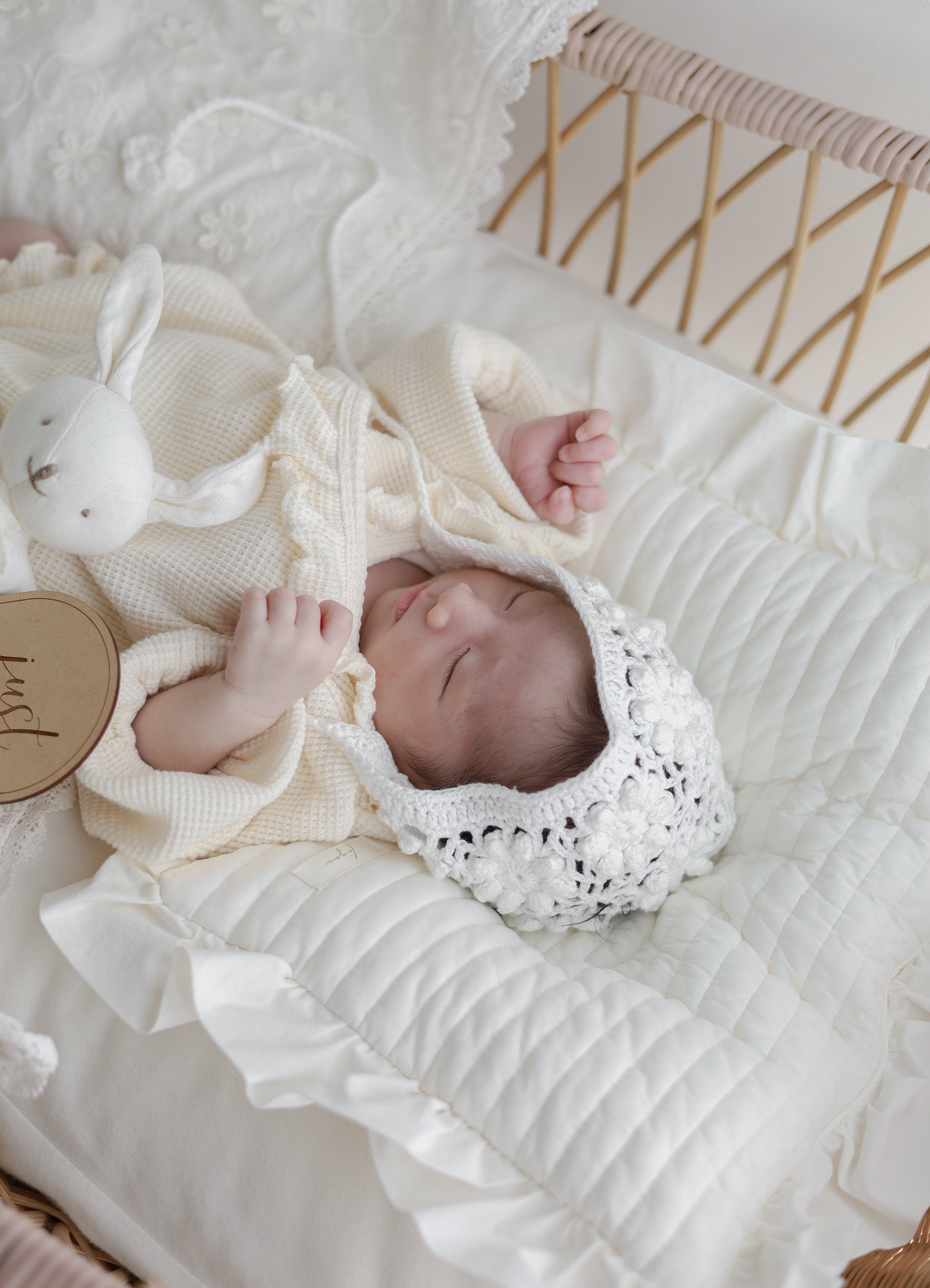 Waffle frill wrap newborn rompers