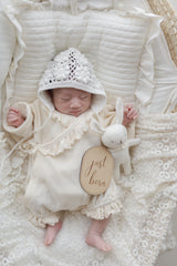Waffle frill wrap newborn rompers