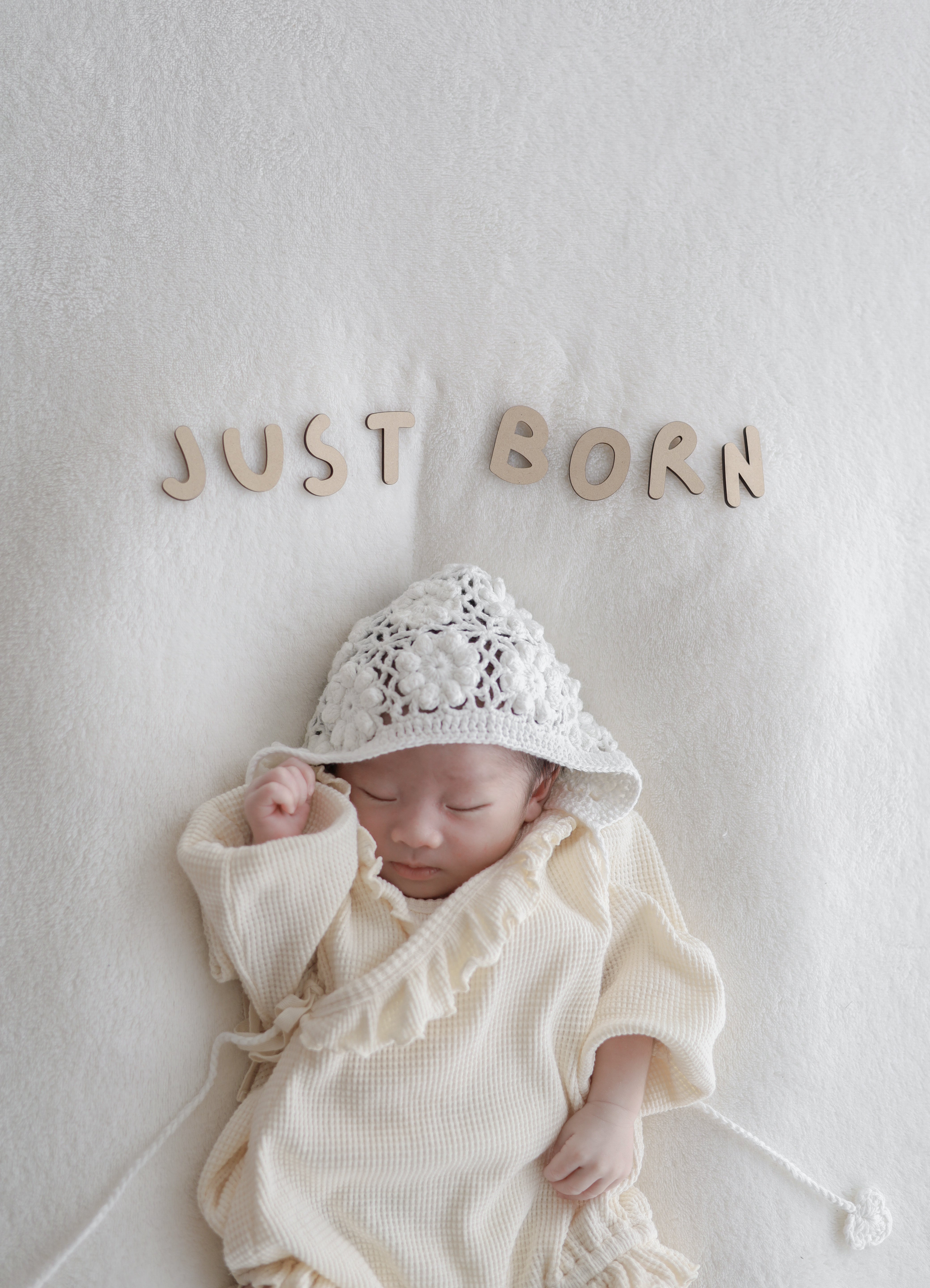 Waffle frill wrap newborn rompers