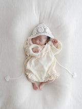 Waffle frill wrap newborn rompers